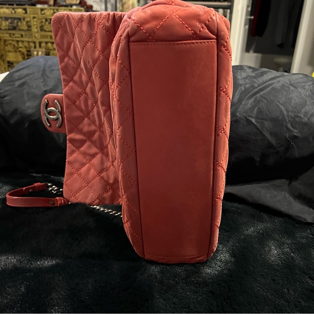 Chanel Coral Quilted Flap-Over Bag - Picture 6 of 15